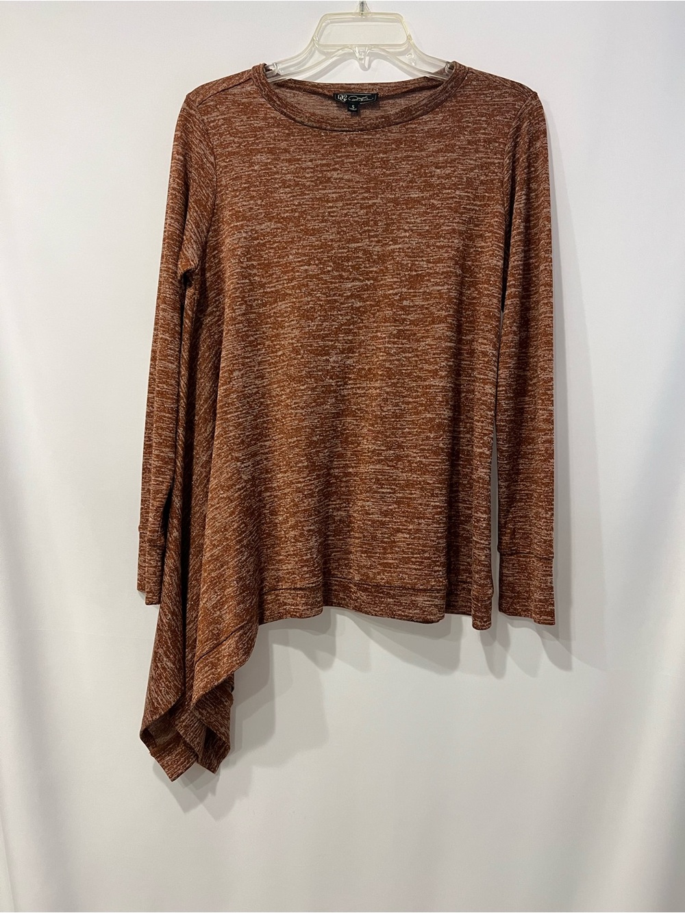 DG2 Asymmetrical Long Sleeve Top in Brown - Casual Women's Tee Size S